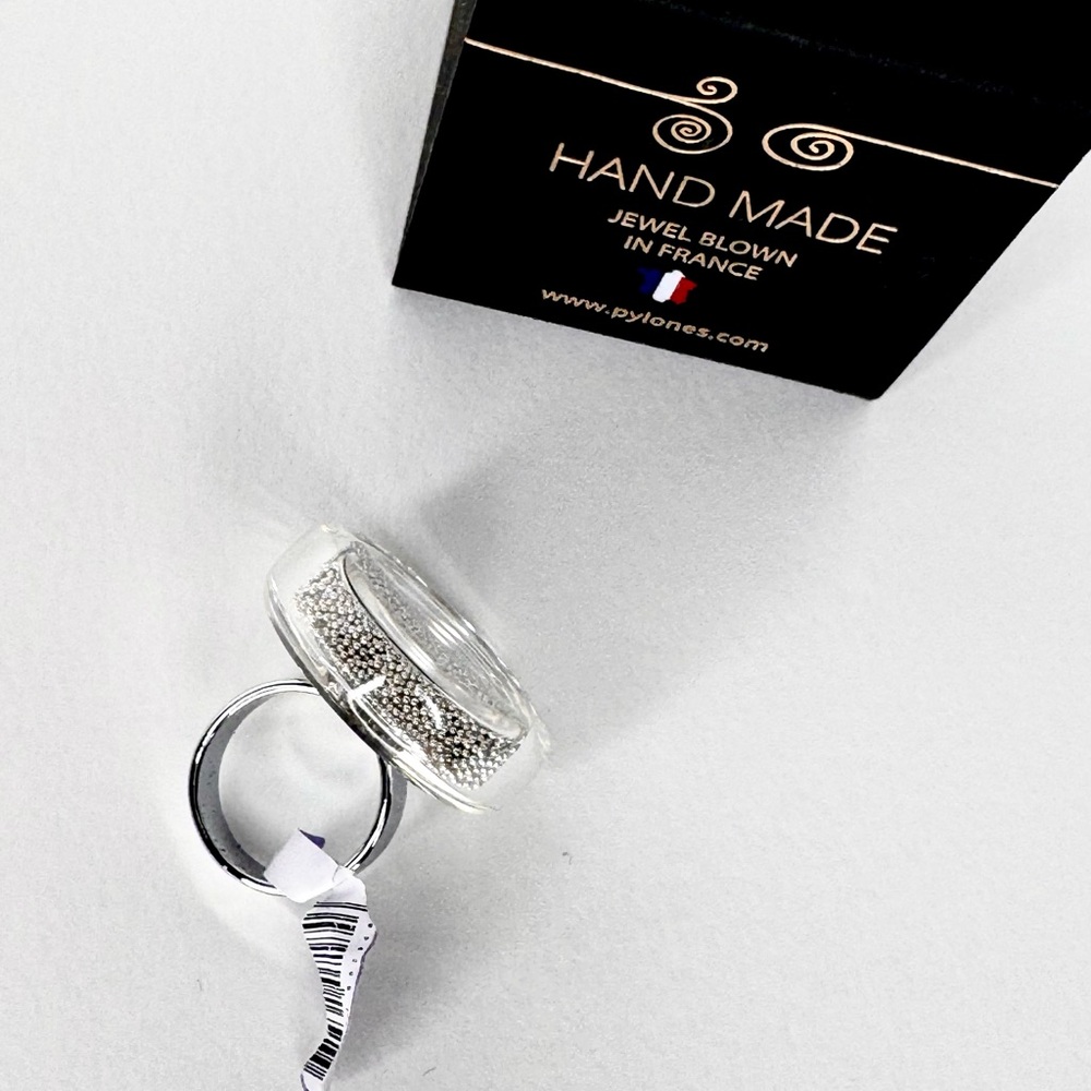 Pylones Hand made French Glass ring - Cachou Giga Billes